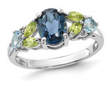 2.50 Carat (ctw) Blue Topaz and Peridot Ring in Sterling Silver